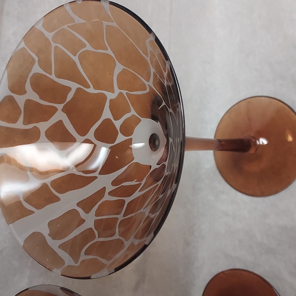 Vintage Animal Print Hetched Martini Glasses. - Picture 2 of 6